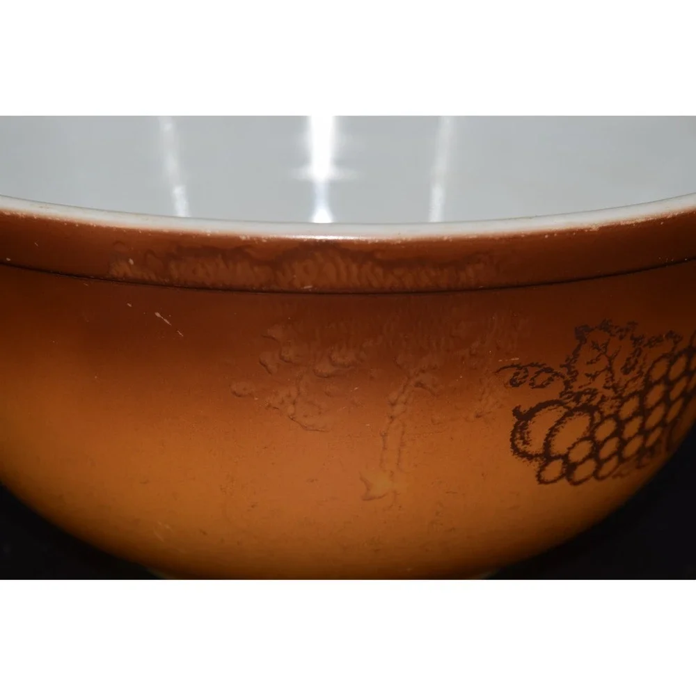 Pyrex Autumn Harvest Mixing Bowl 403 2.5 Qt Orange Brown Wheat Fruit Vintage